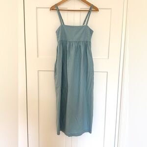 uniqlo cotton linen voluminous sleeveless midi dress